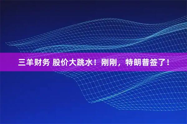 三羊财务 股价大跳水！刚刚，特朗普签了！