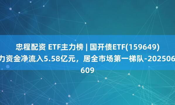 忠程配资 ETF主力榜 | 国开债ETF(159649)主力资金净流入5.58亿元，居全市场第一梯队-20250609